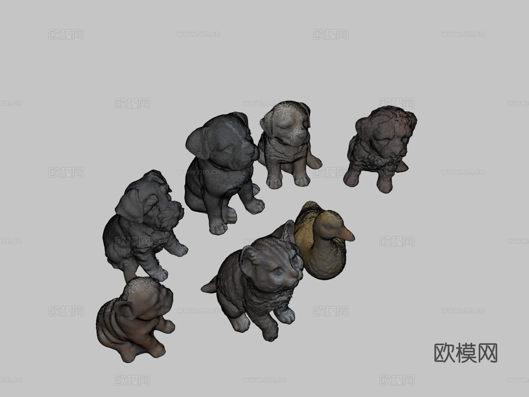 幼小动物雕像3d模型