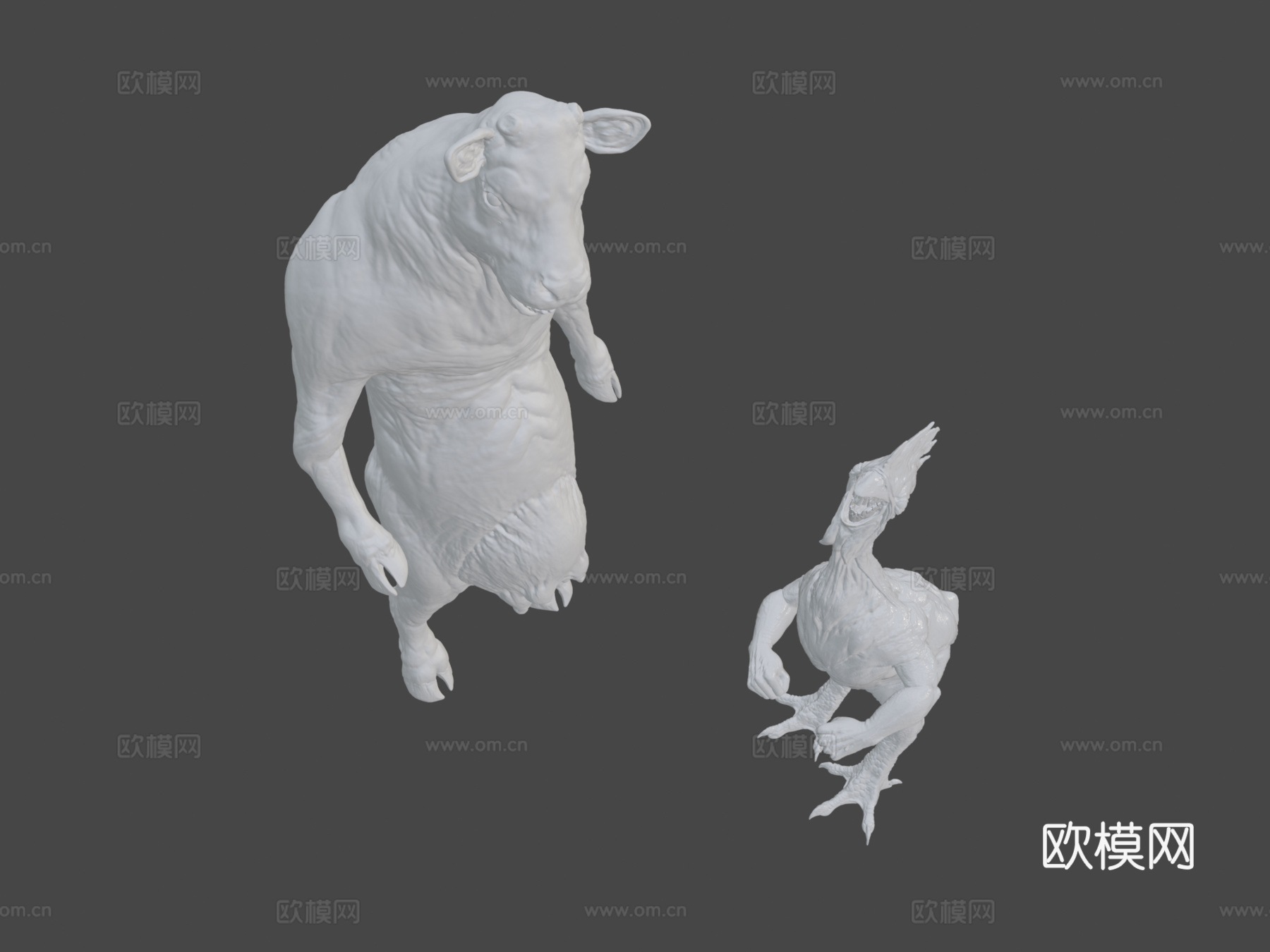 牛与鸡粉丝艺术3d模型