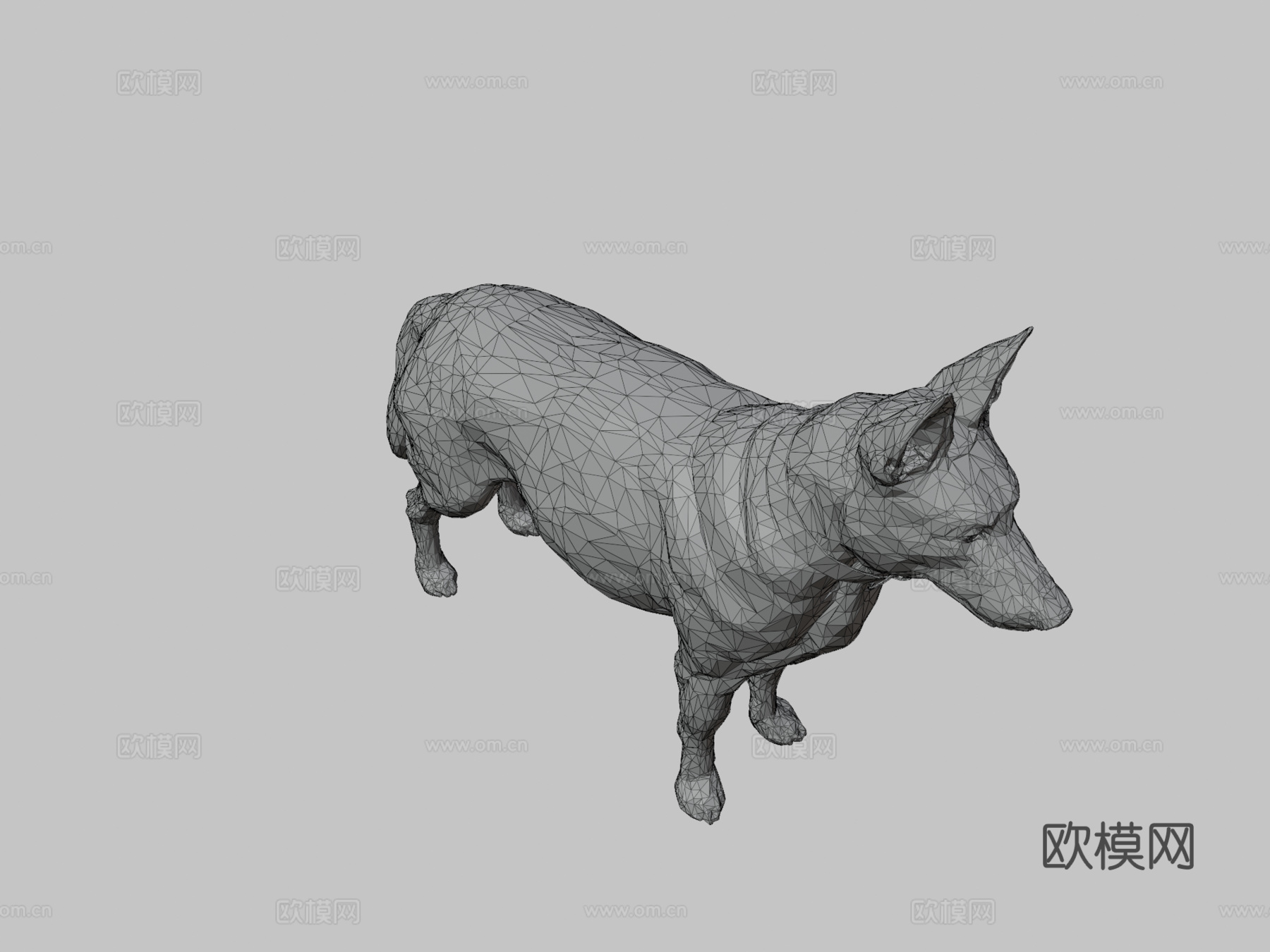 德国牧羊犬低多边形艺术狗动物3d模型