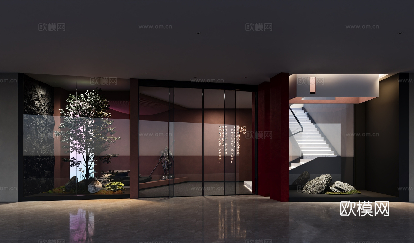 新中式禅意展厅 通用空间展厅 展厅 商用展厅3d模型