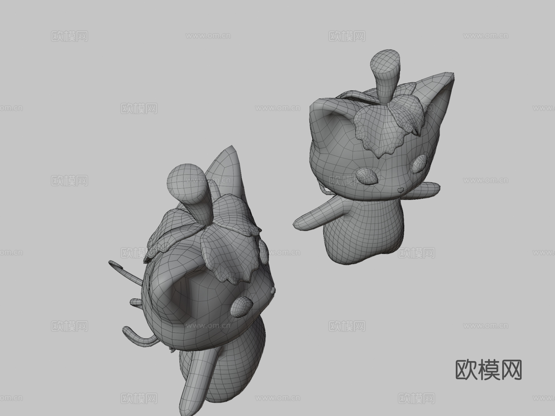 草莓猫低多边形3d模型