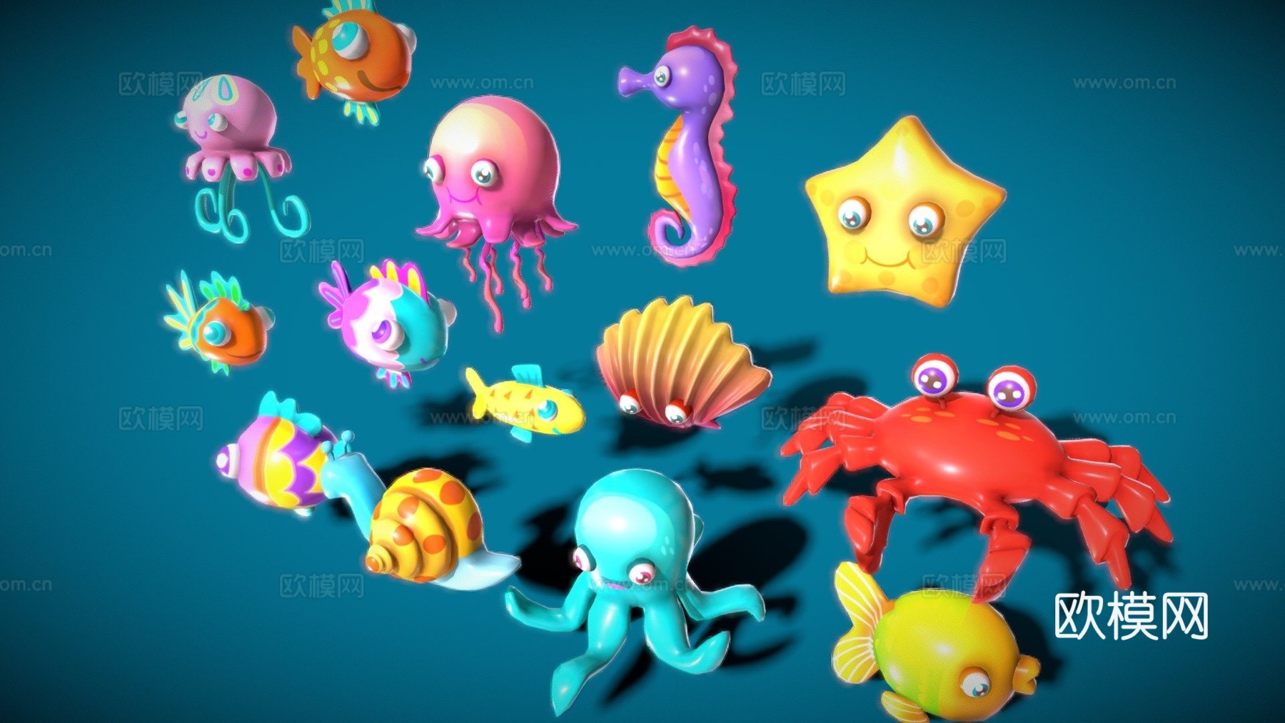 卡通鱼33d模型