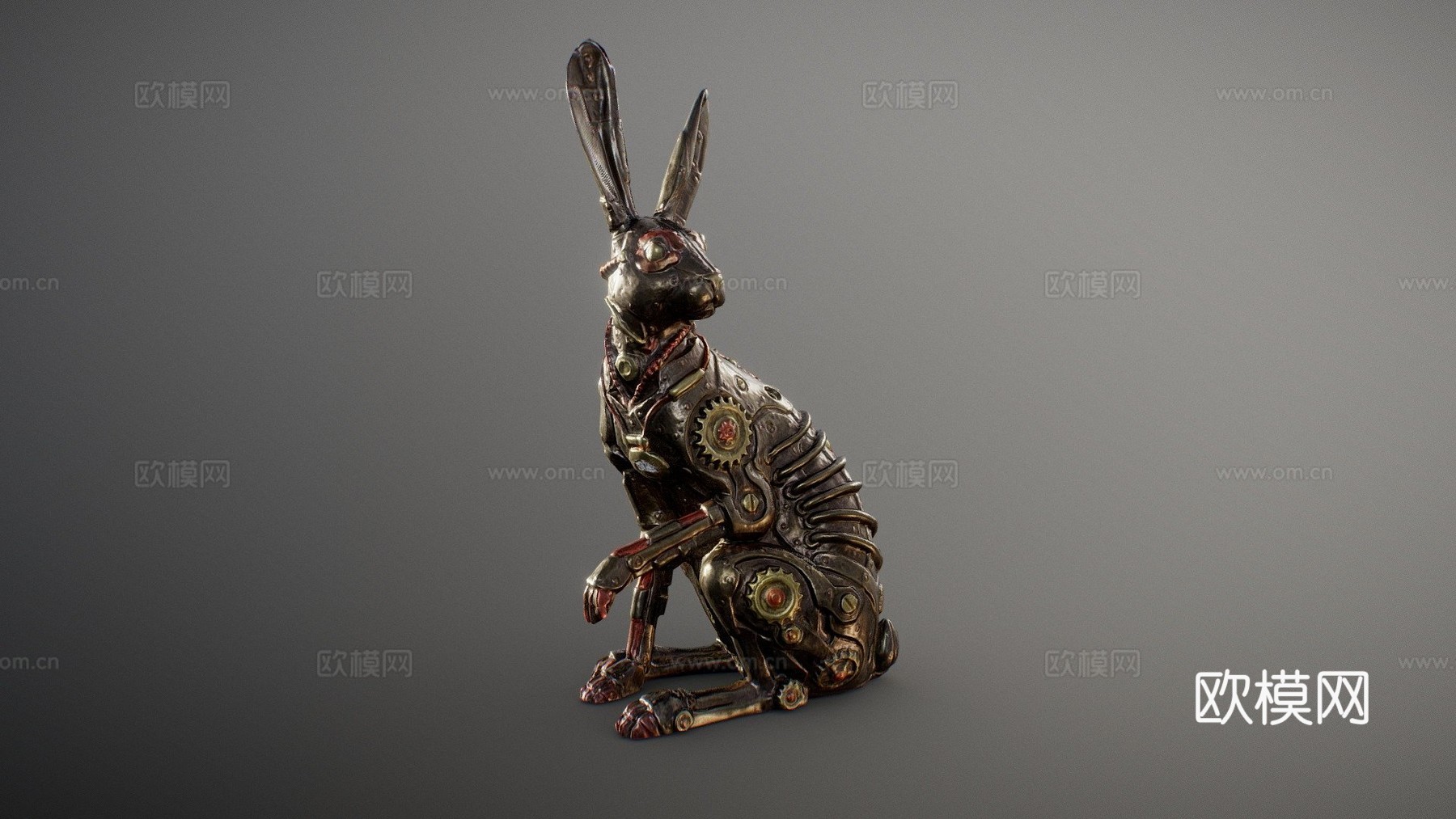 蒸汽朋克兔子雕像3d模型