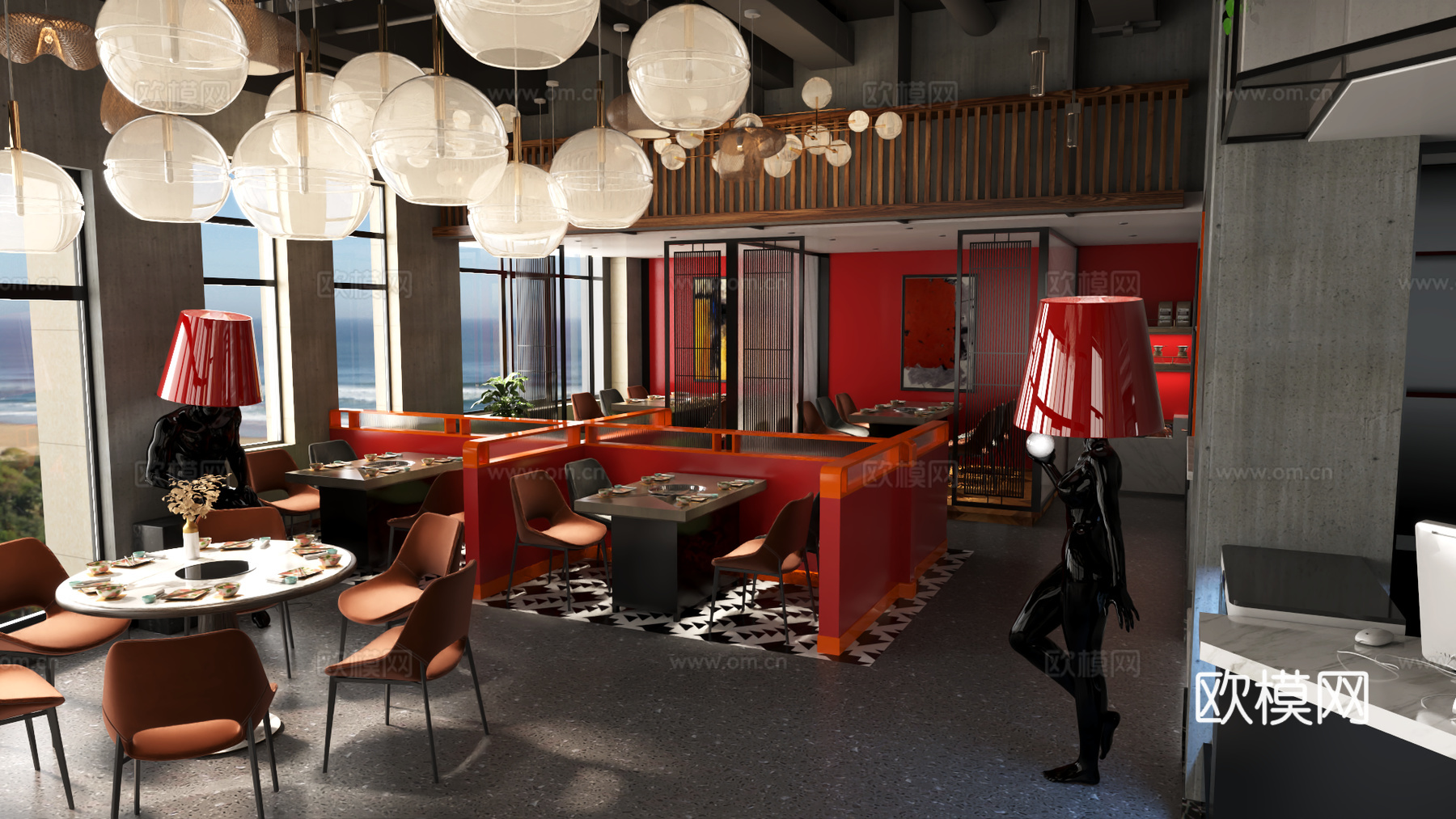 多巴胺餐厅咖啡厅 火锅店 餐饮店 餐厅饭店 酒吧  工业风3d模型3d模型