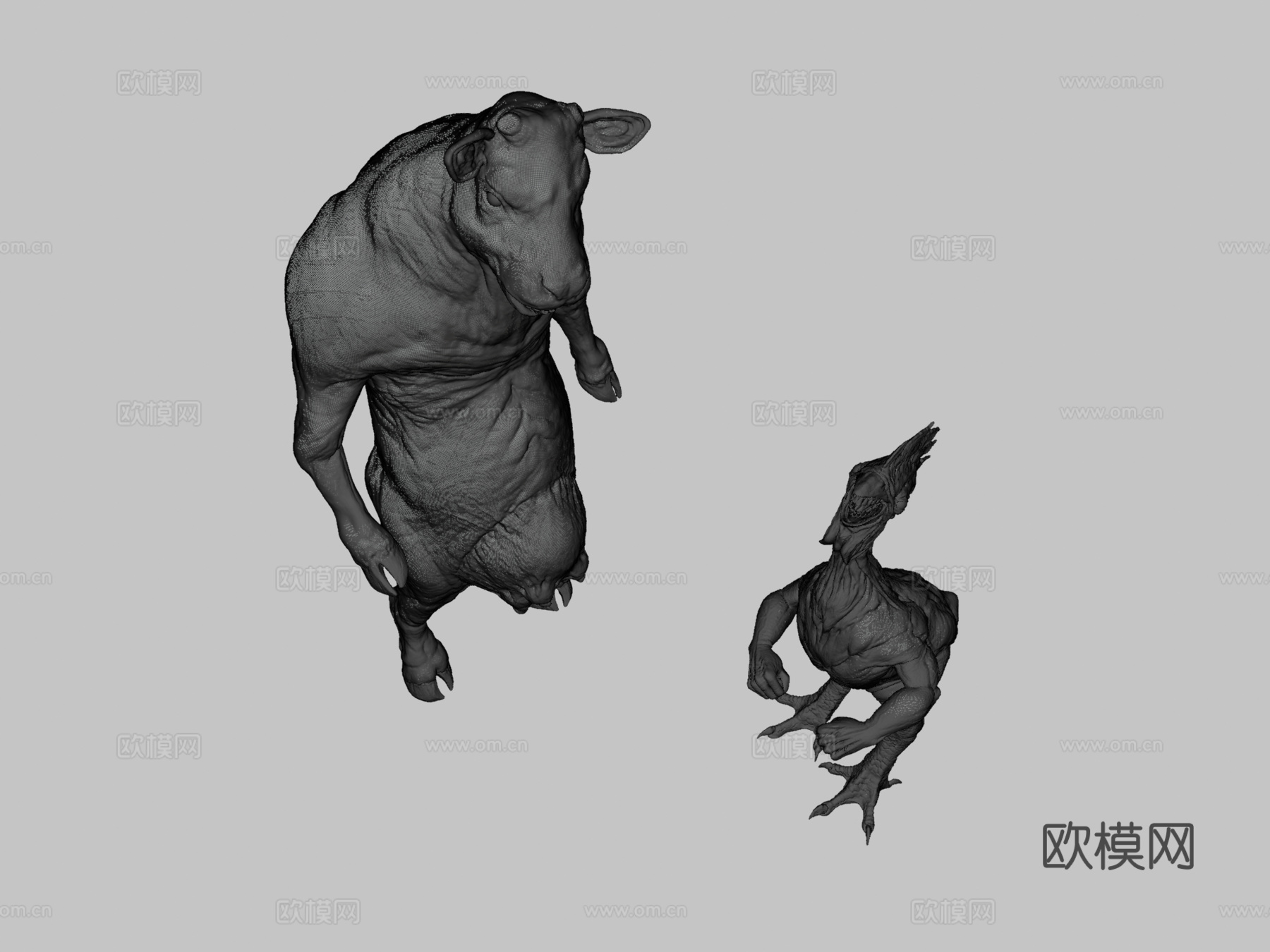 牛与鸡粉丝艺术3d模型