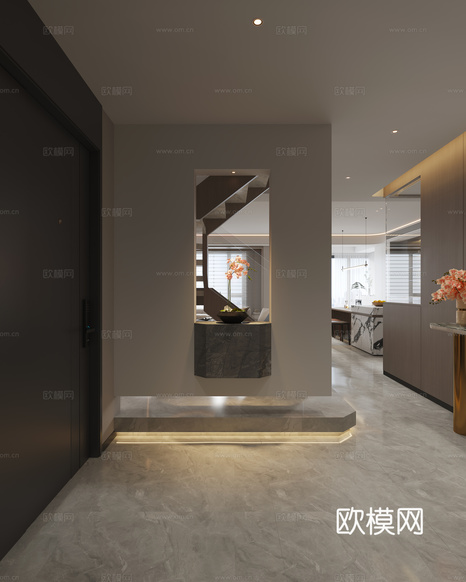 現(xiàn)代輕奢客餐廳3d模型下載(渲染圖8)