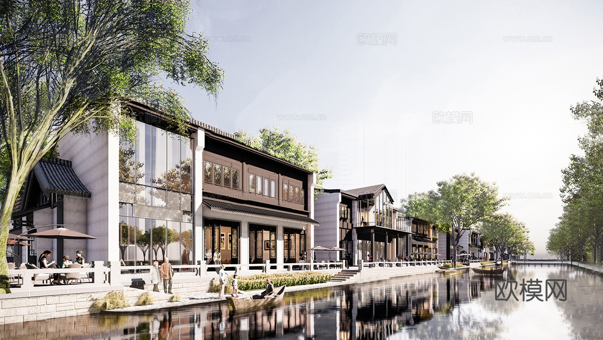 新中式中式商业街 新中式仿古建筑 古建 文旅小镇su模型