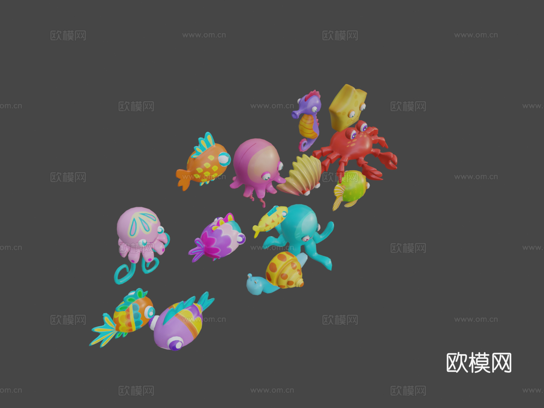 卡通鱼33d模型