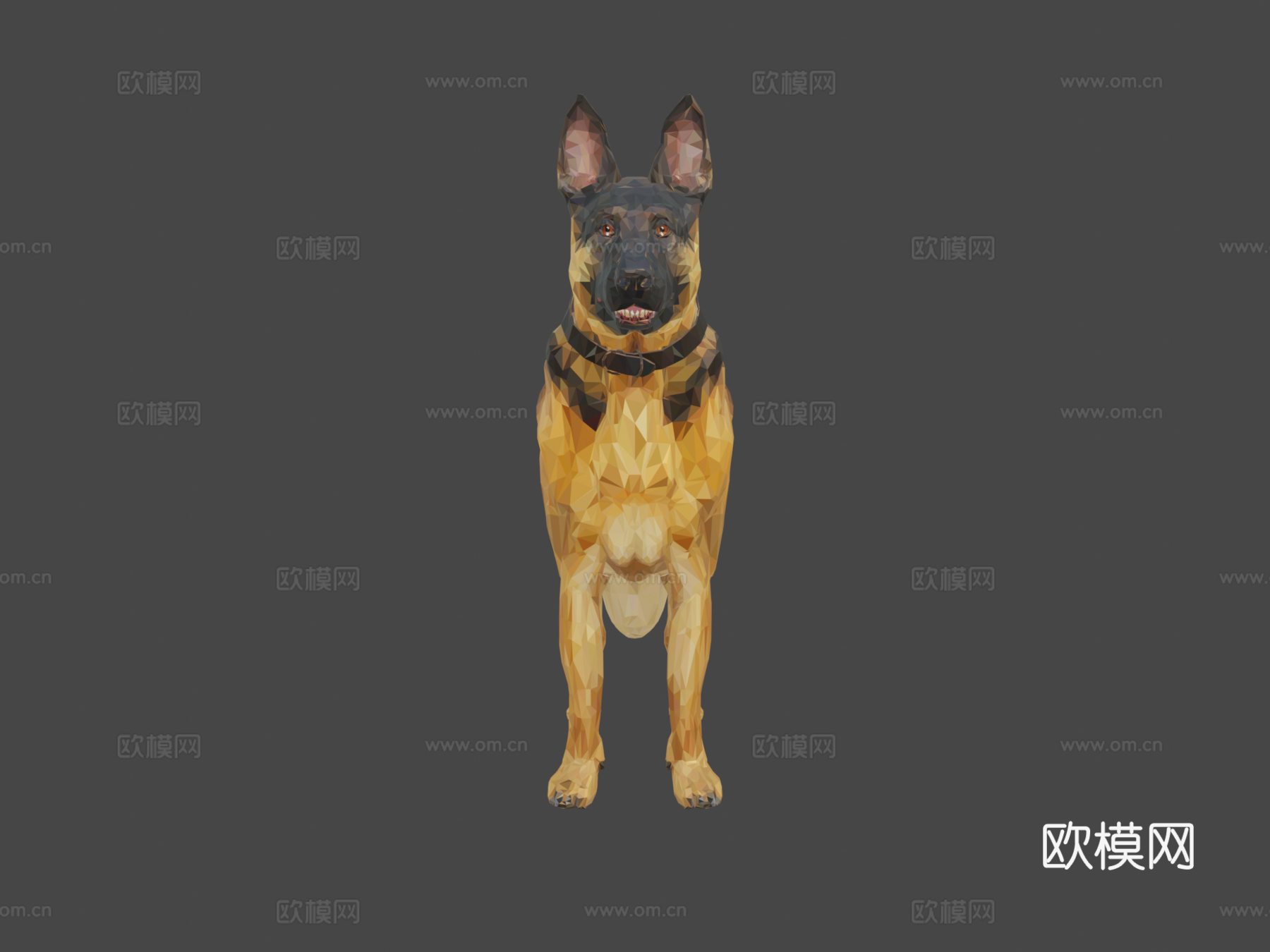 德国牧羊犬低多边形艺术狗动物3d模型