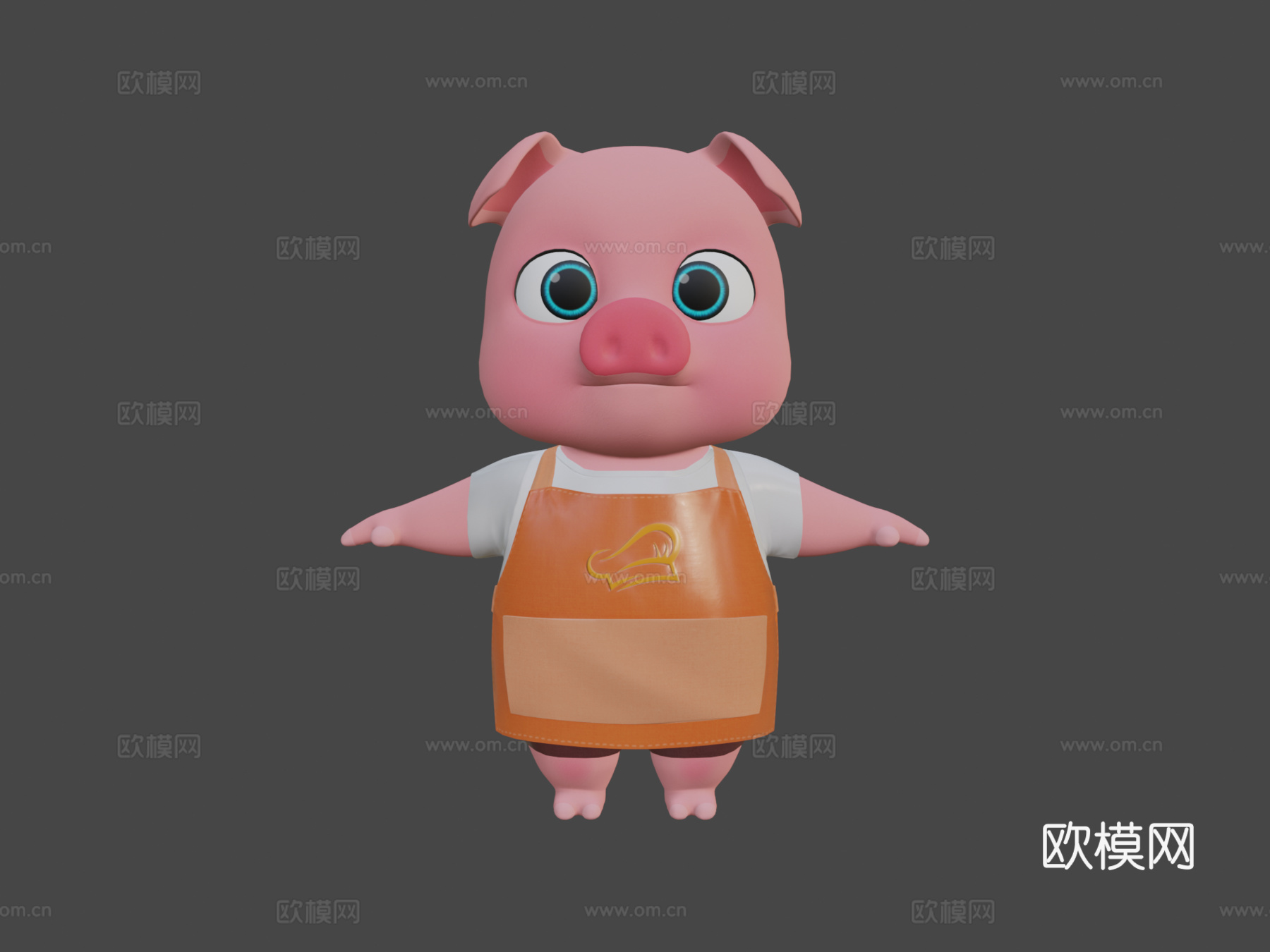 资产-卡通-动物-猪-绑定3D模型3d模型