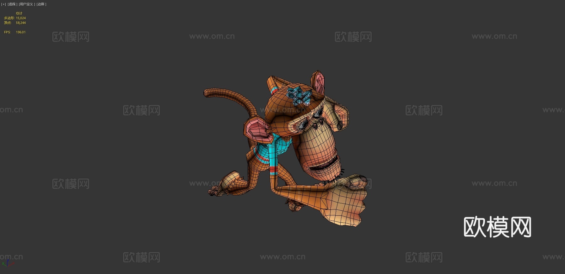 猴子低多边形3d模型