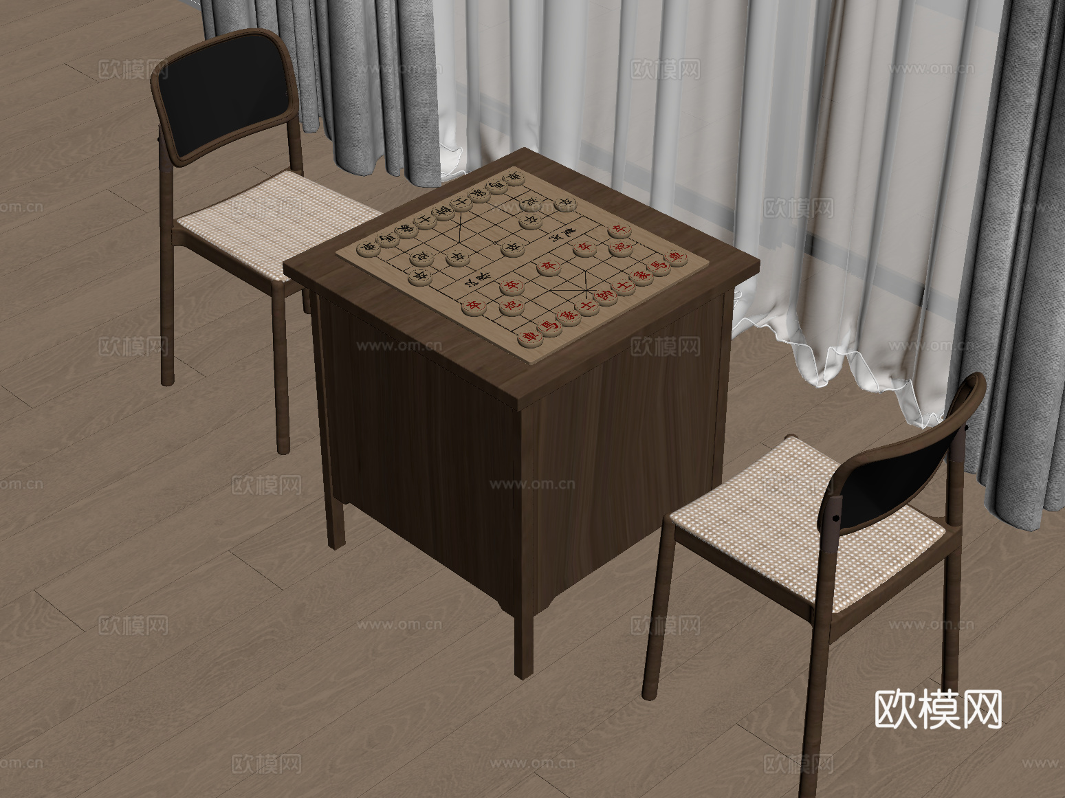 娱乐器材 现代象棋桌su模型