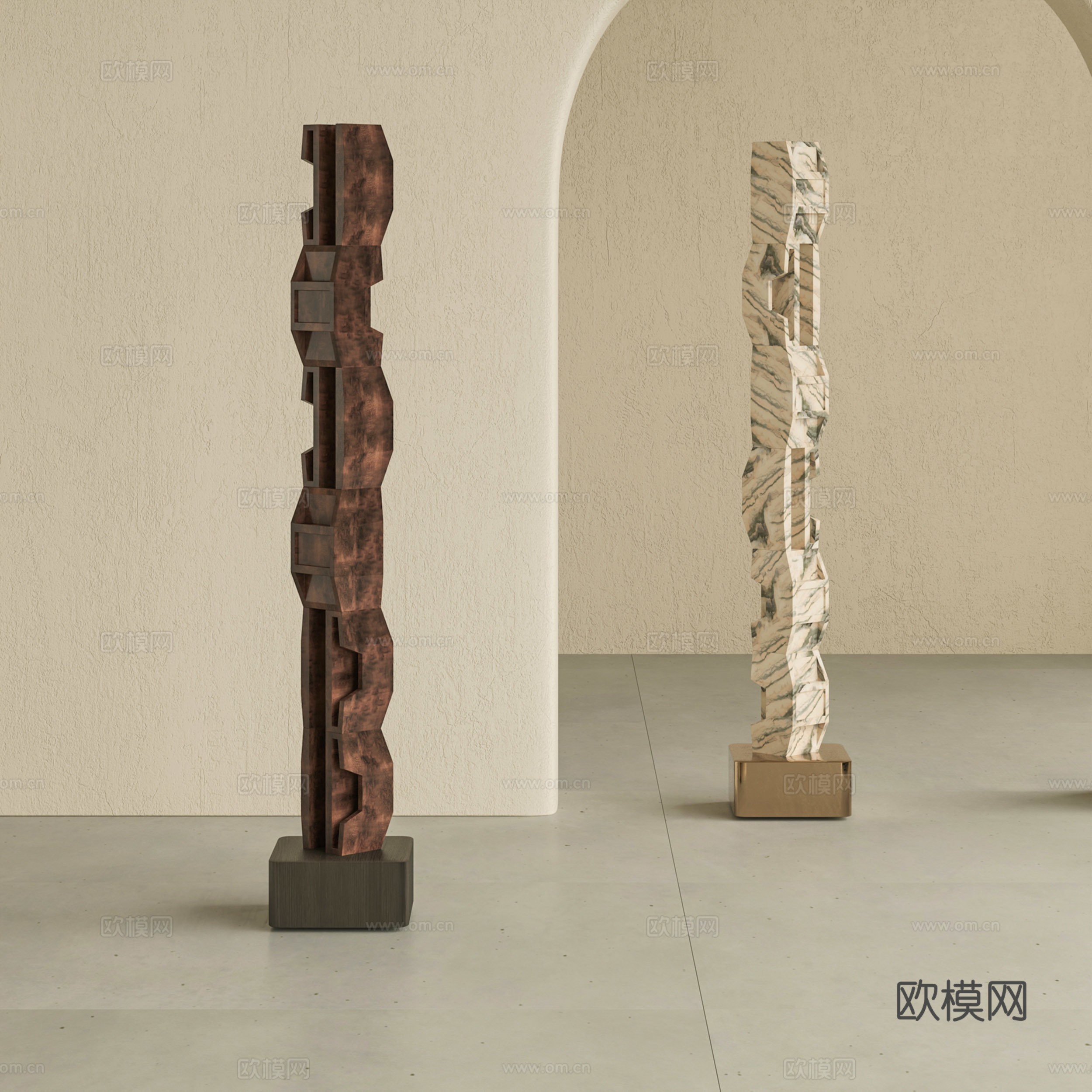 现代雕塑摆件 雕塑摆件 抽象雕塑 木雕 雕像 艺术雕塑su模型