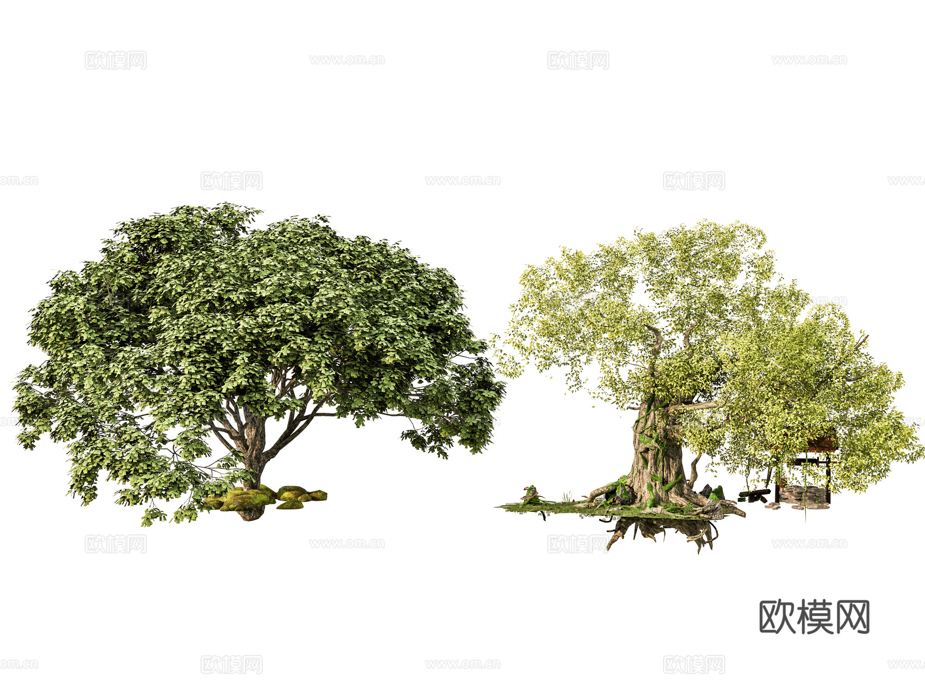 乔木 古树大树乔木 公园大型景观树 榕树景观树 参天大树许su模型
