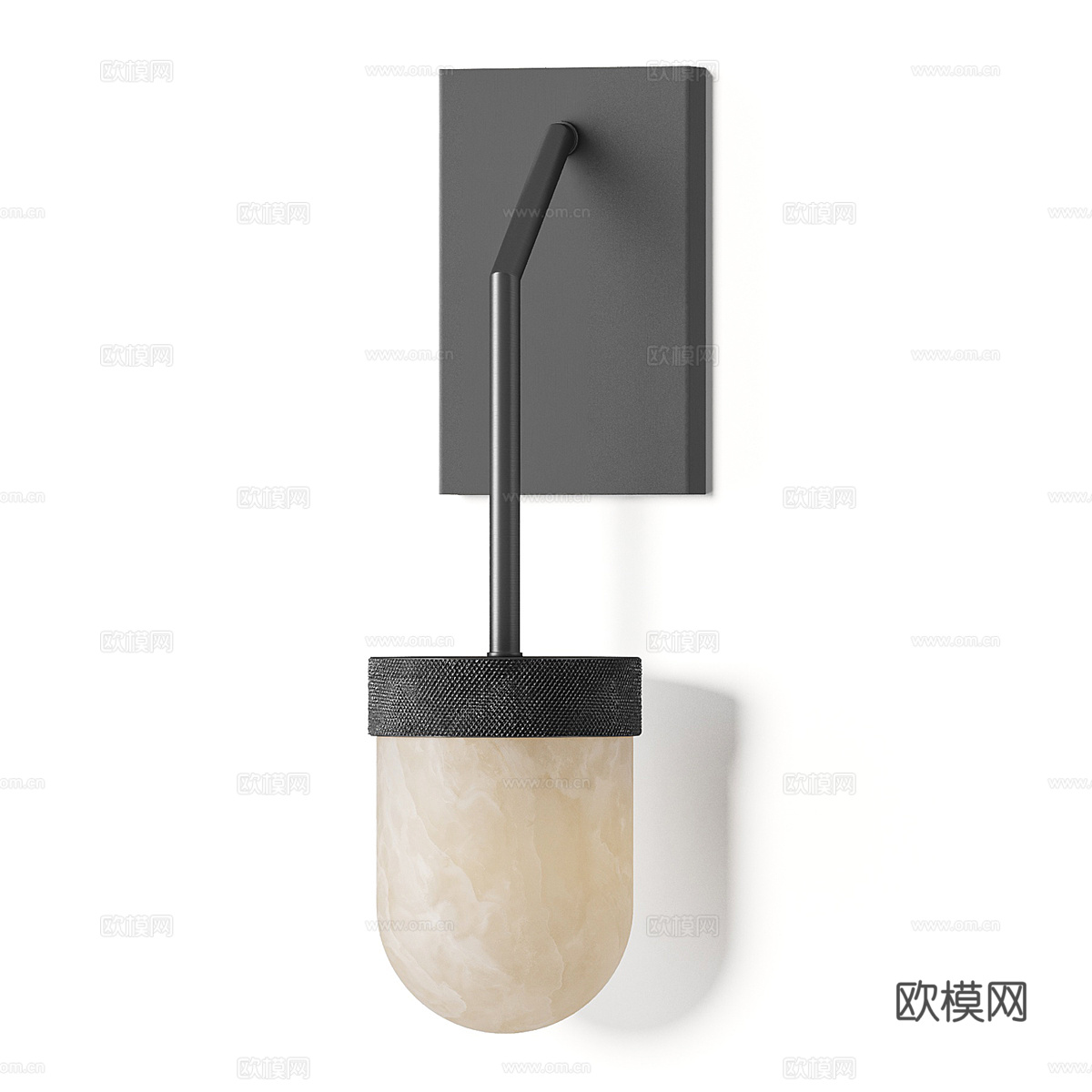 新中式轻奢透光石金属壁灯3d模型
