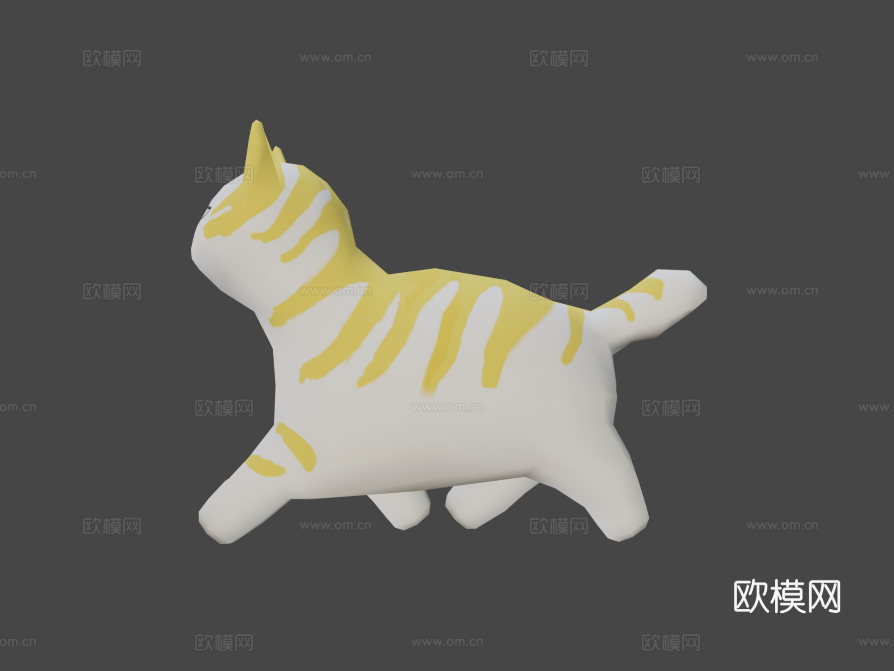 低多边形老仙漫画猫3d模型