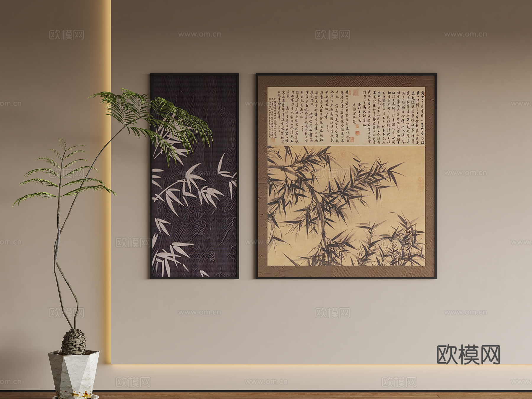 新中式宋式挂画su模型