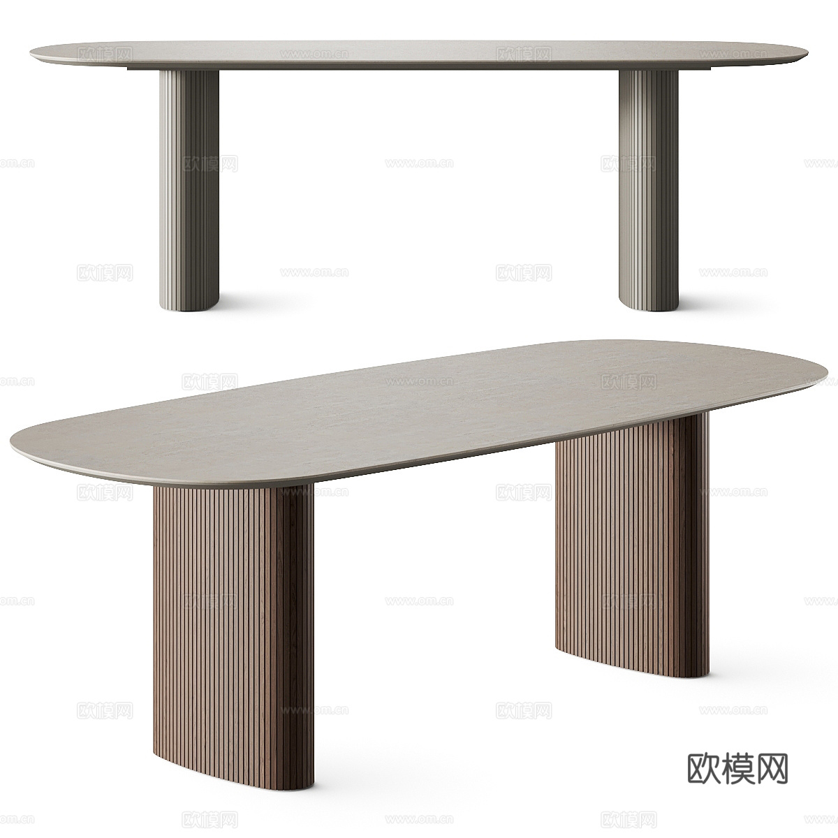 现代意式极简椭圆餐桌3d模型