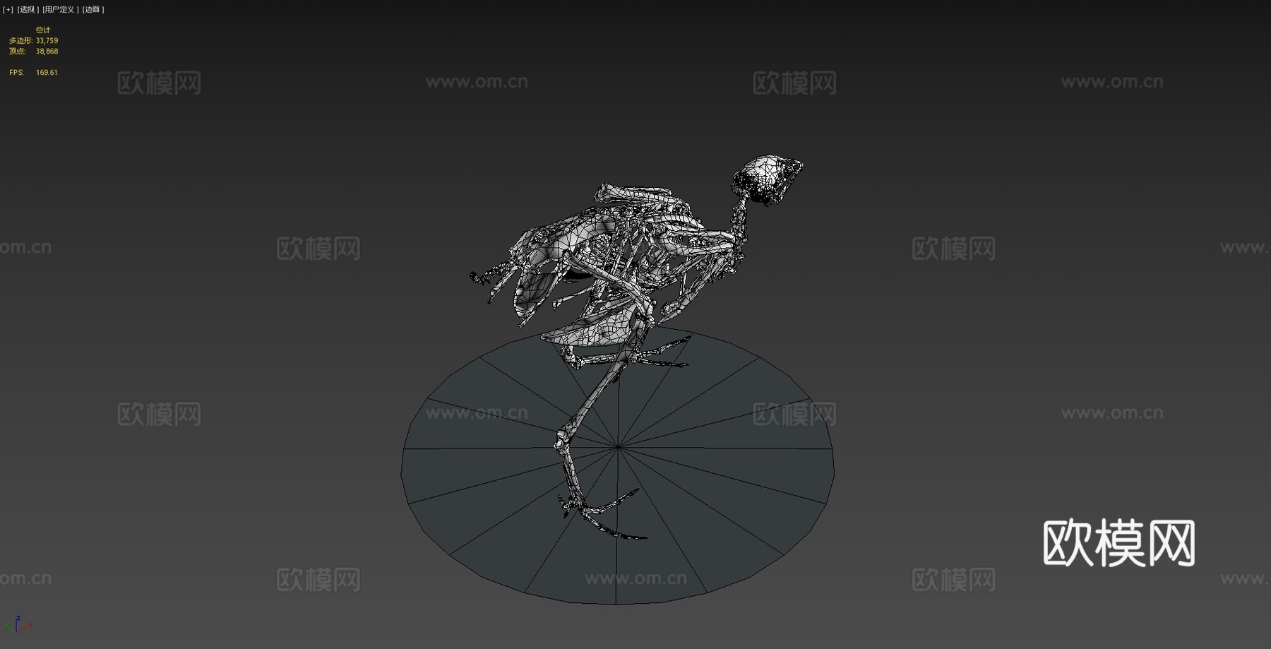 行走鹌鹑骨架3d模型