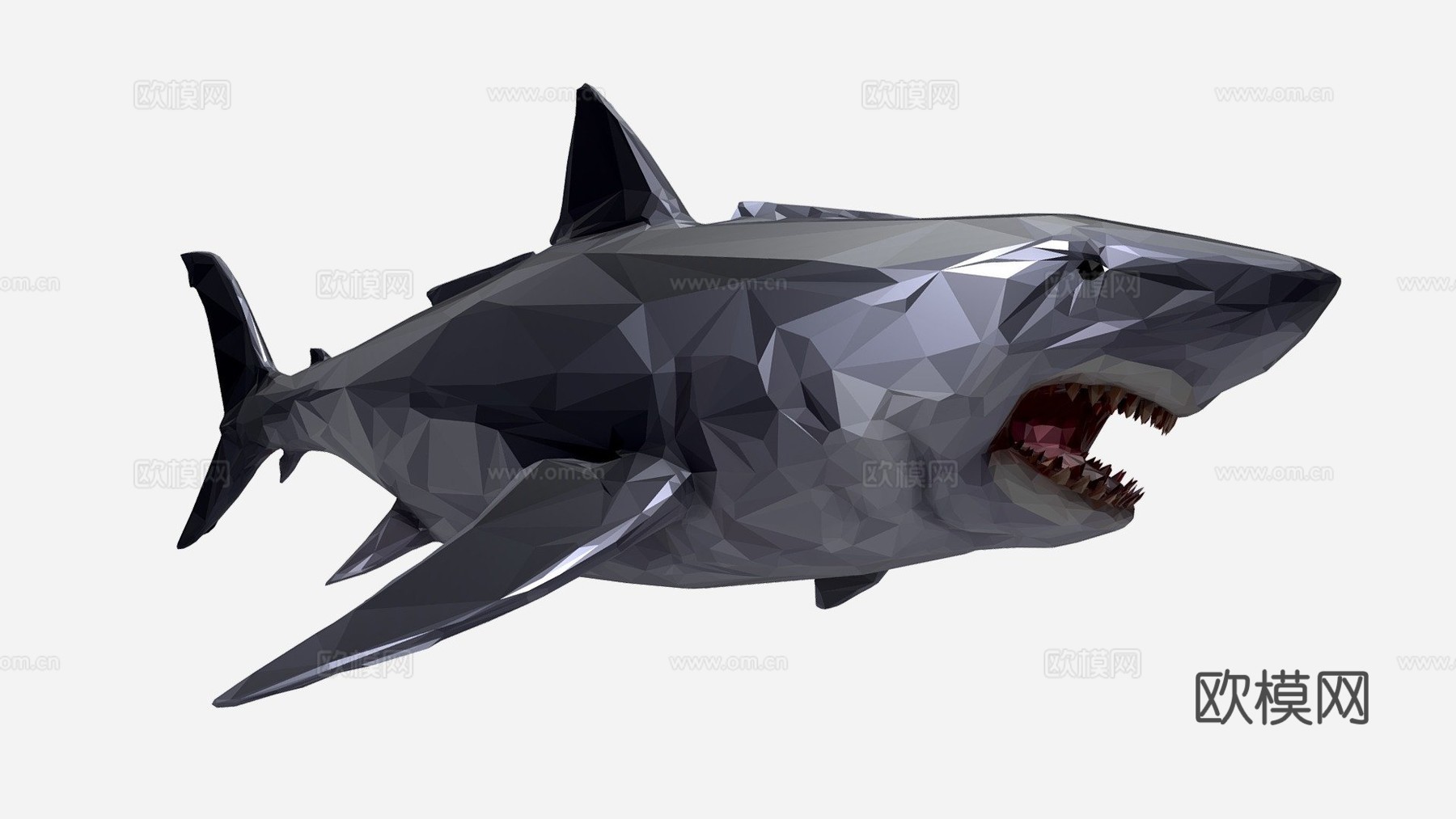 鲨鱼低多边形艺术海洋鱼3d模型