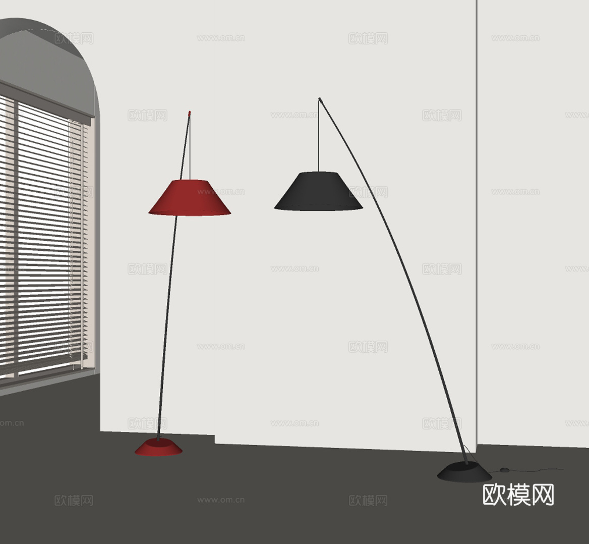 意式极简落地灯su模型