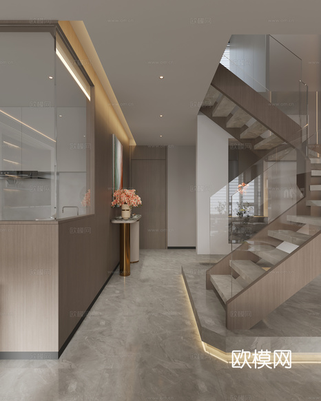 現(xiàn)代輕奢客餐廳3d模型下載(渲染圖7)