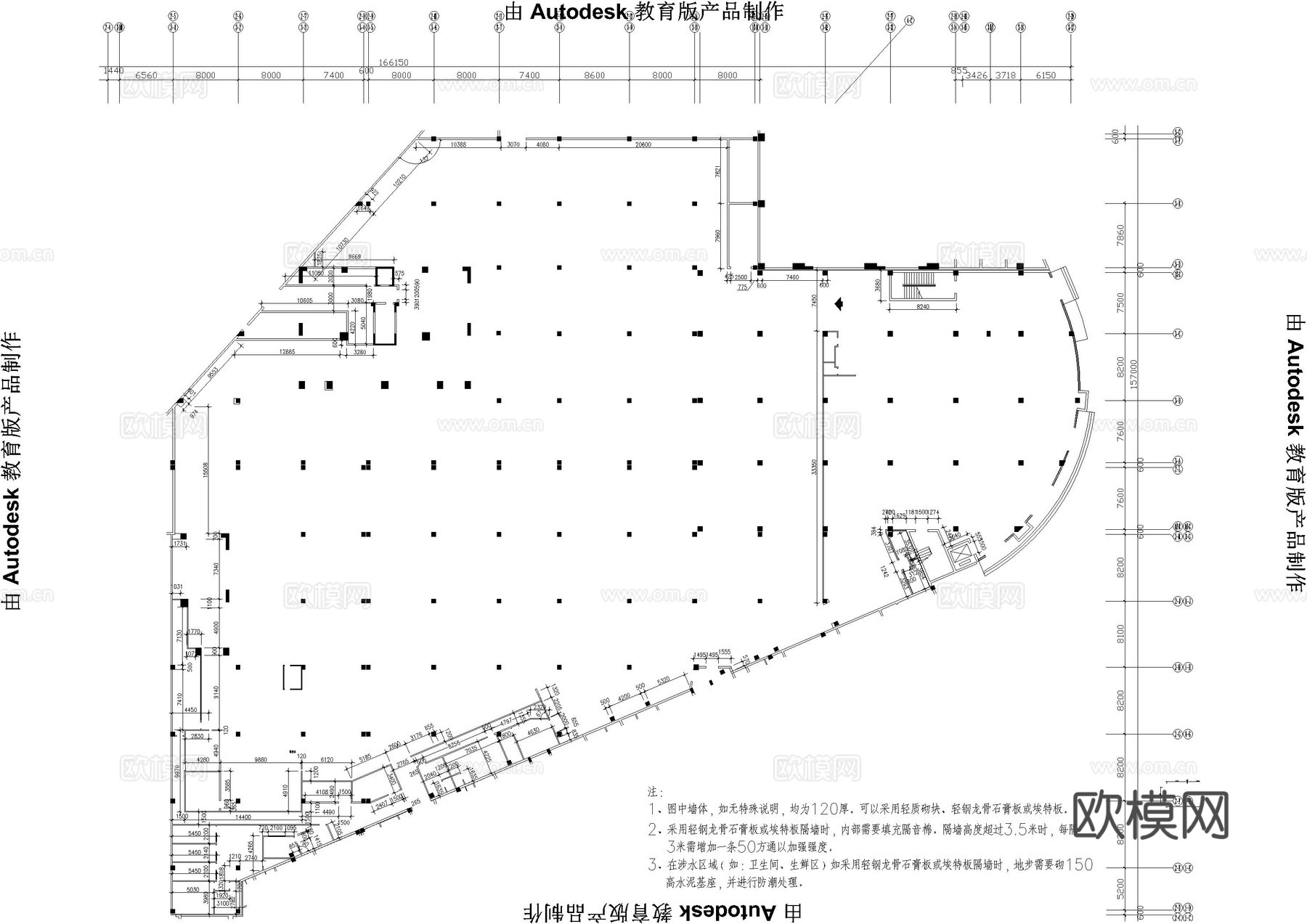 大型综合超市平面图cad施工图