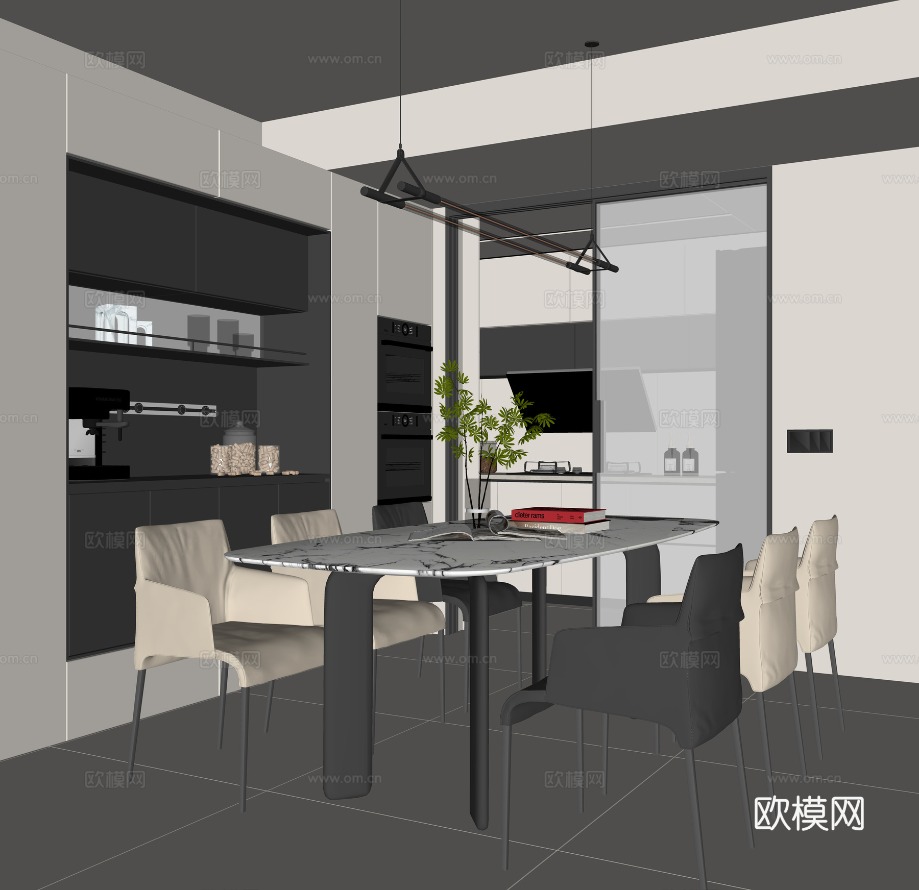 现代家居餐厅su模型