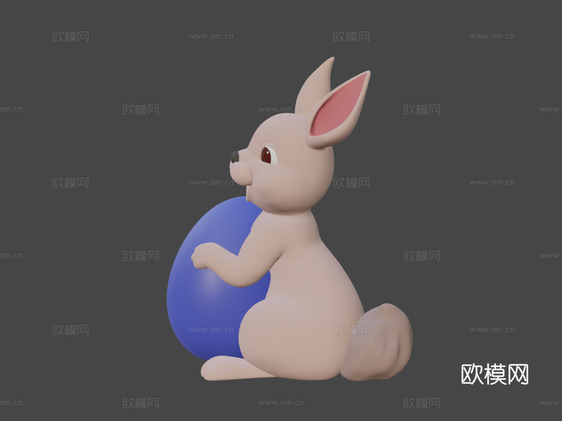 快乐复活节兔子3D版-带毛发3d模型
