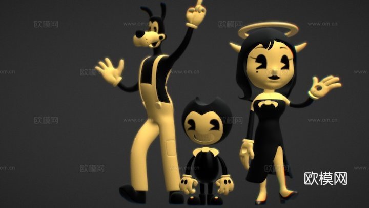 (班迪与墨水机器)-班迪与帮派模型3d模型