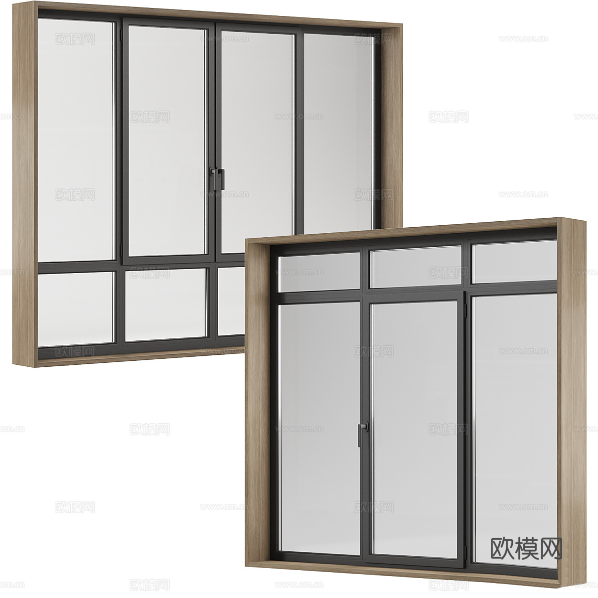 现代意式极简玻璃门窗3d模型