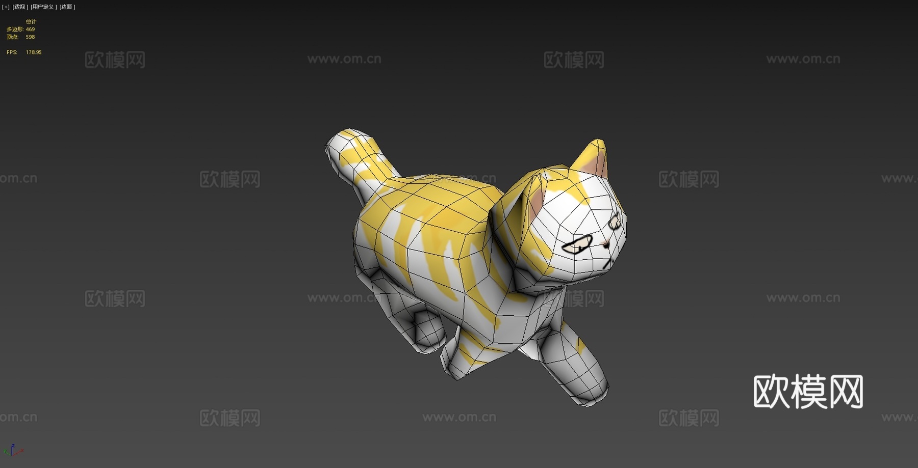 低多边形老仙漫画猫3d模型