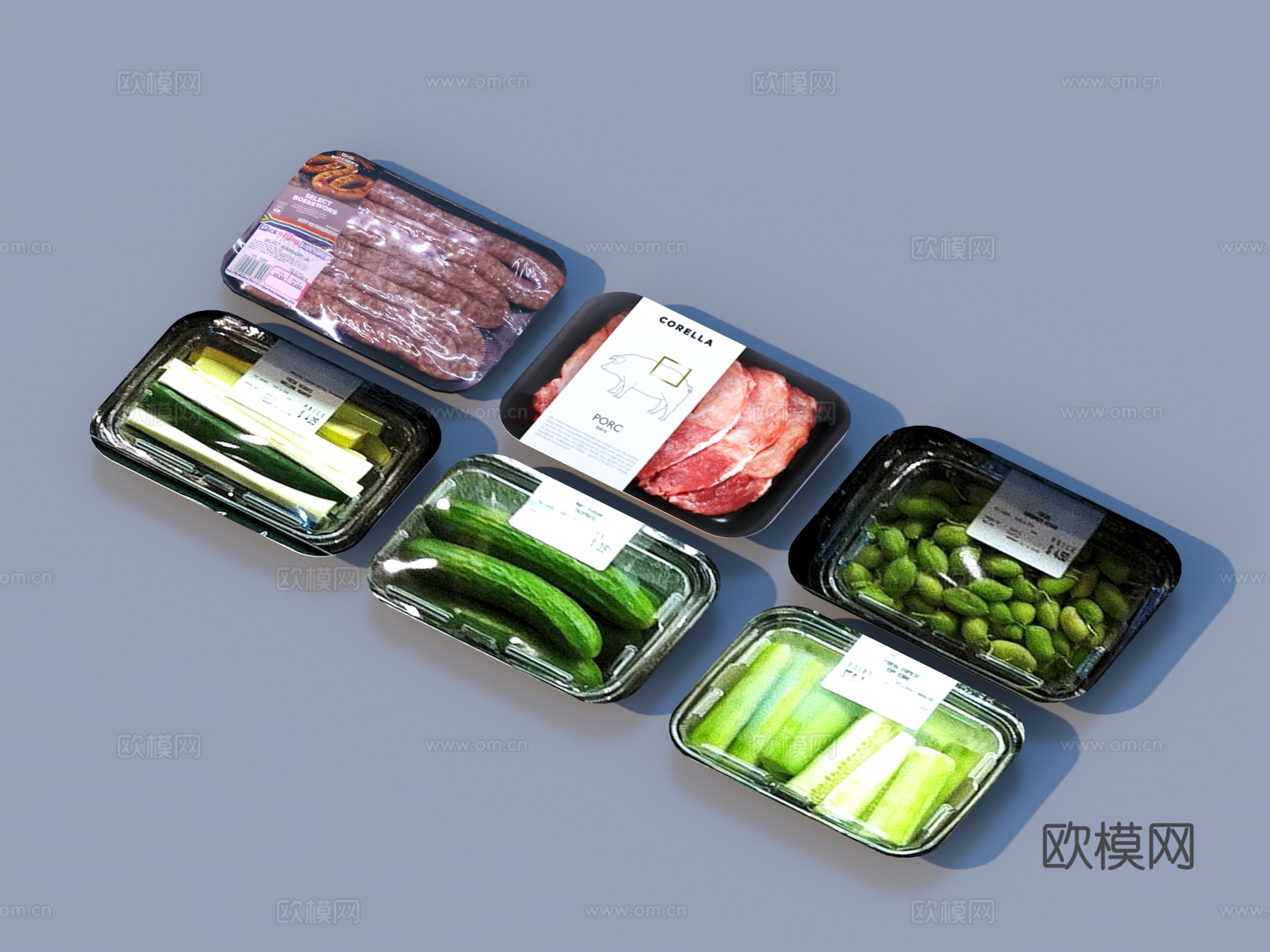 包装袋 肉 冷鲜肉 蔬菜 食物3d模型
