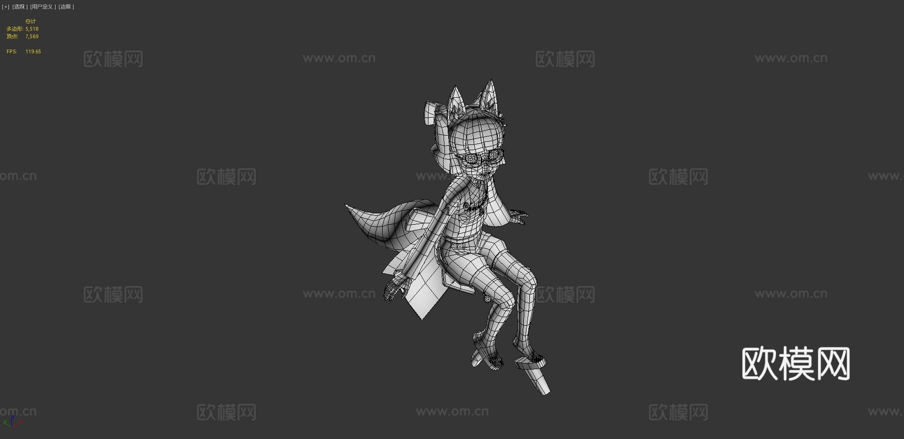 林_稻荷狐女3d模型