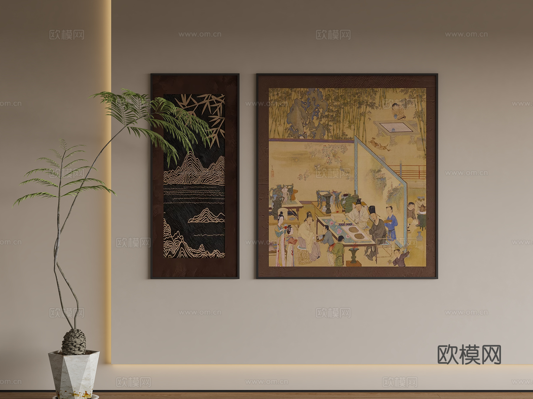 新中式宋式挂画3d模型