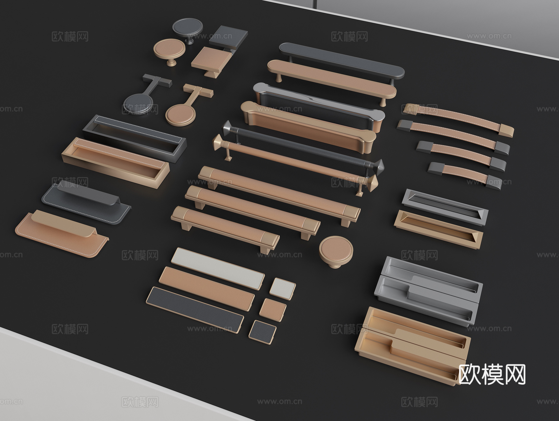 柜门拉手 金属拉手 抽屉拉手 门拉手3d模型