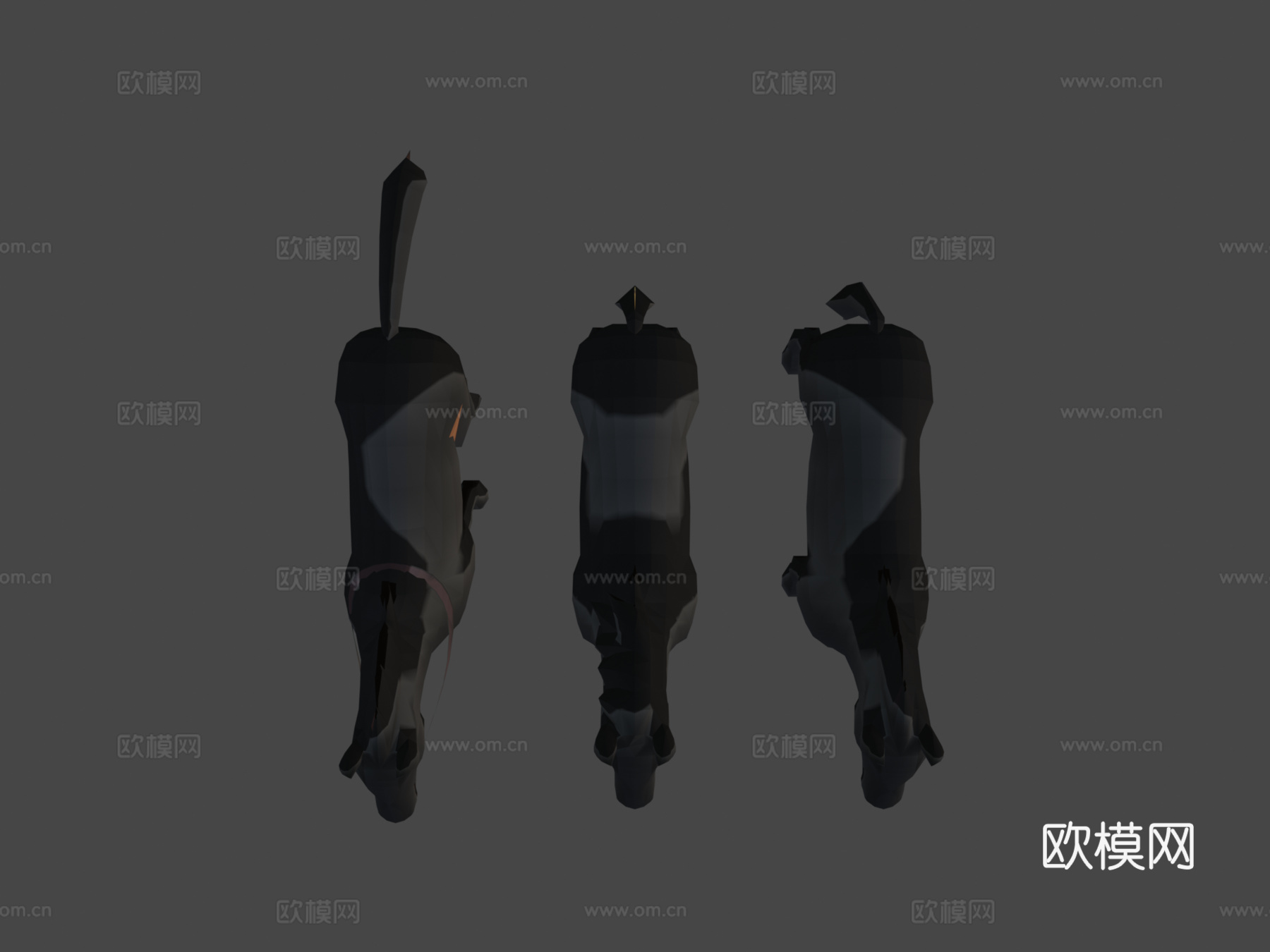 卡通动漫低多边形-马3d模型