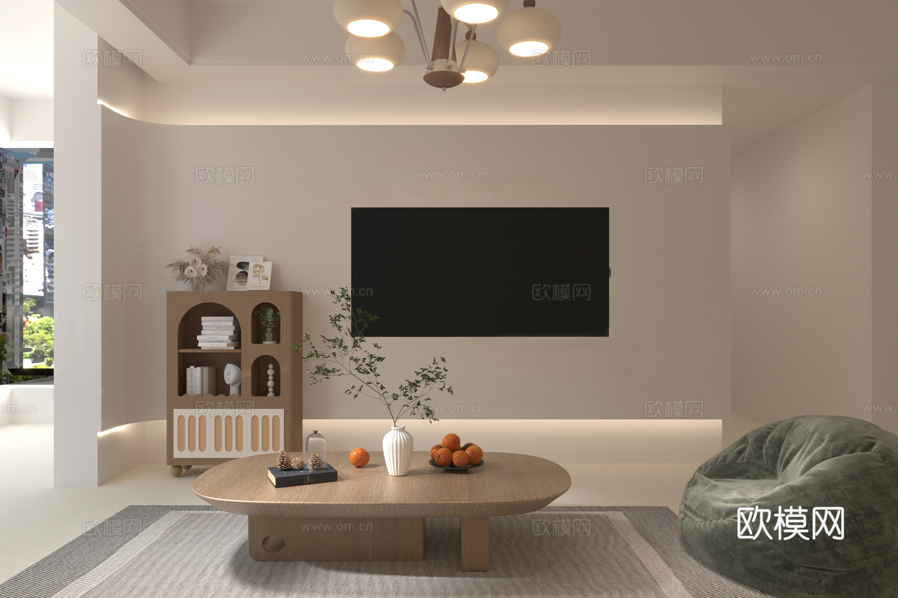 奶油原木风3d模型