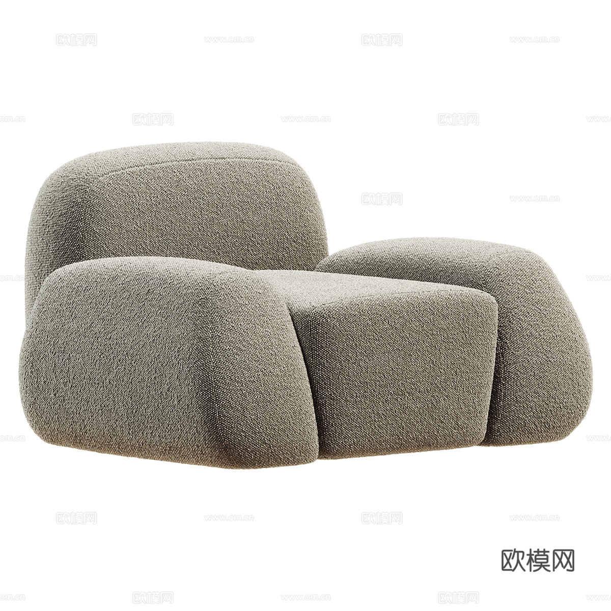 现代奶油风布艺休闲沙发3d模型