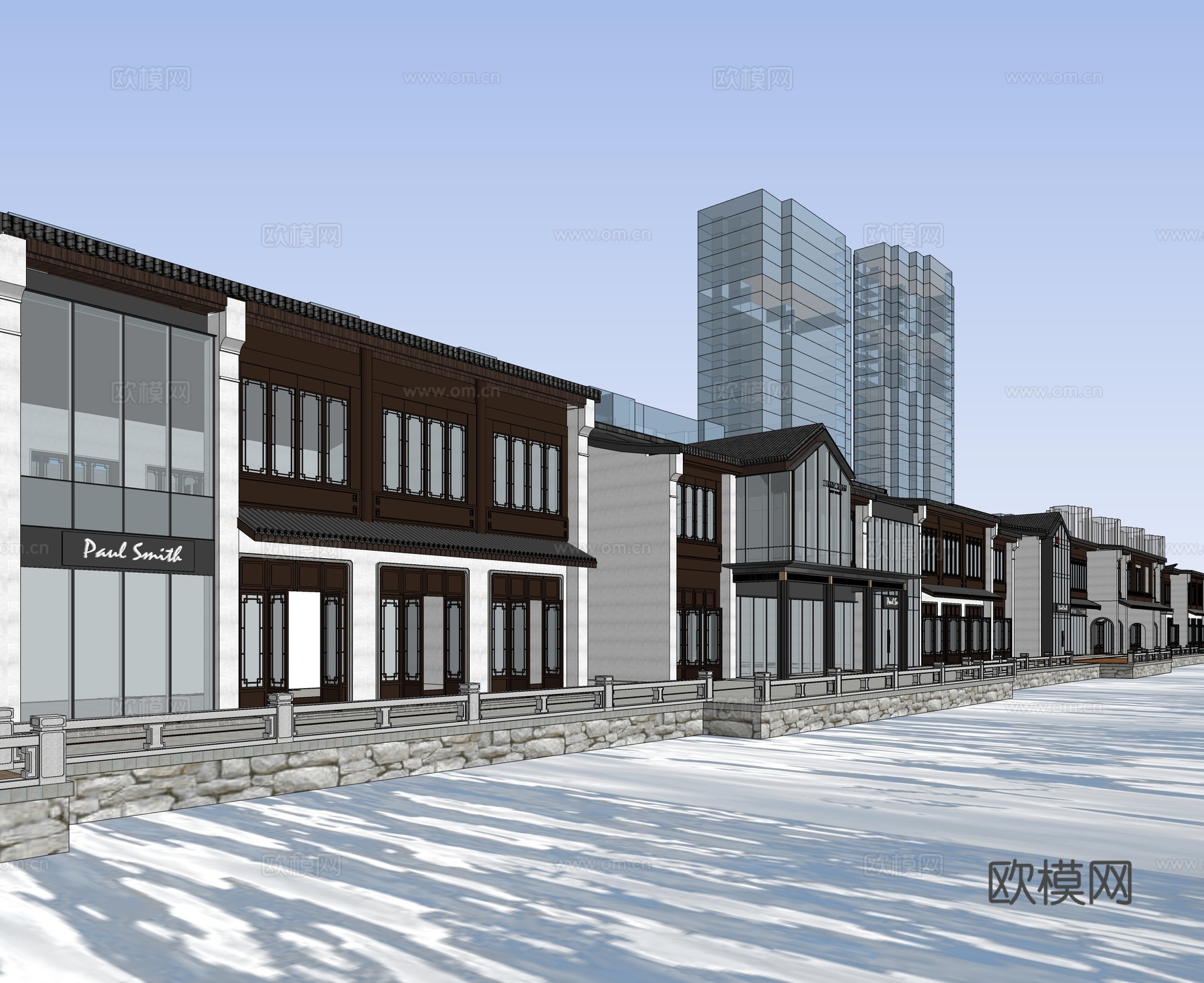 新中式中式商业街 新中式仿古建筑 古建 文旅小镇su模型