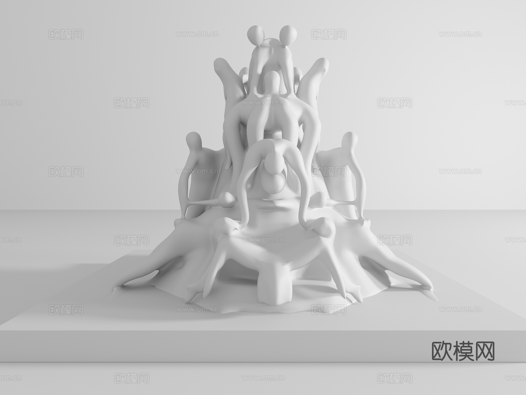 现代众人雕塑3d模型