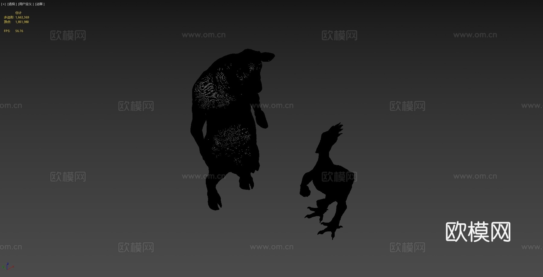 牛与鸡粉丝艺术3d模型