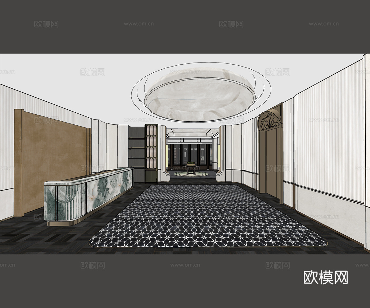 酒店会所前厅接待前厅接待厅茶室SU模型su模型
