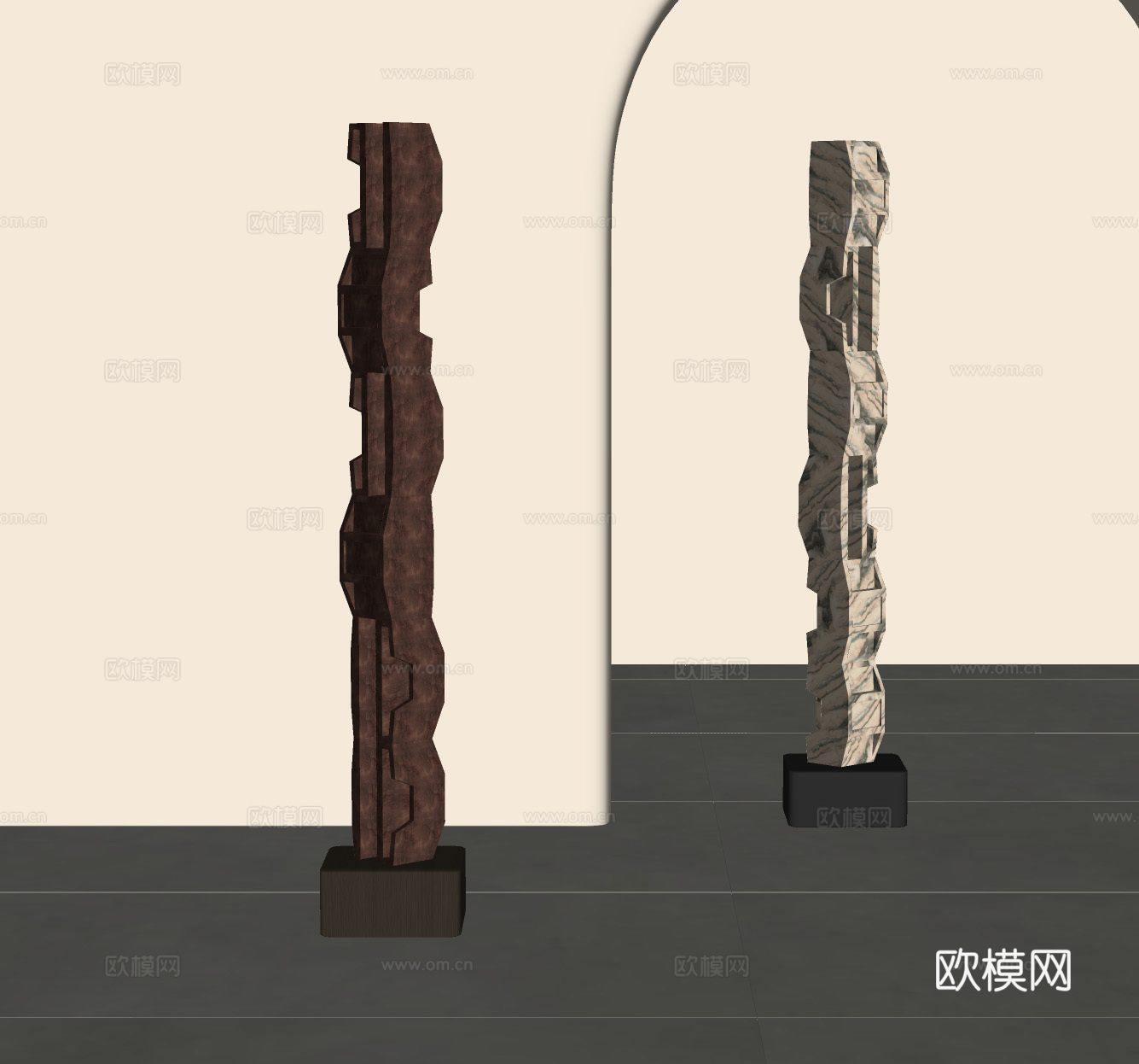 现代雕塑摆件 雕塑摆件 抽象雕塑 木雕 雕像 艺术雕塑su模型