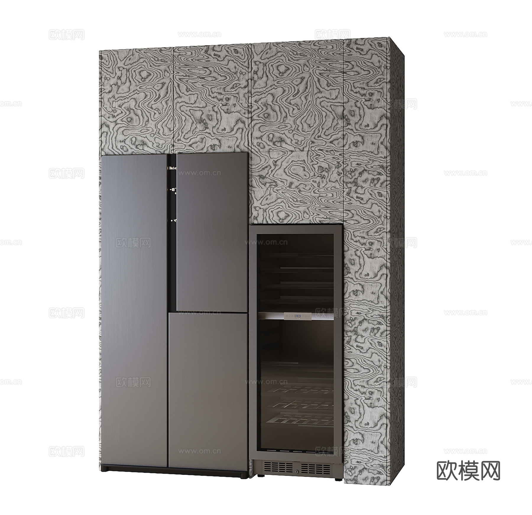 现代冰箱柜 冰箱 烤箱3d模型