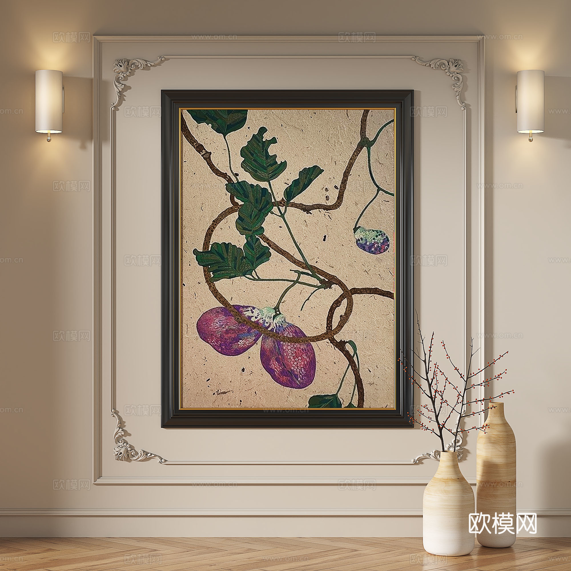 法式，复古，中古，现代，轻奢，油画，装饰画3d模型