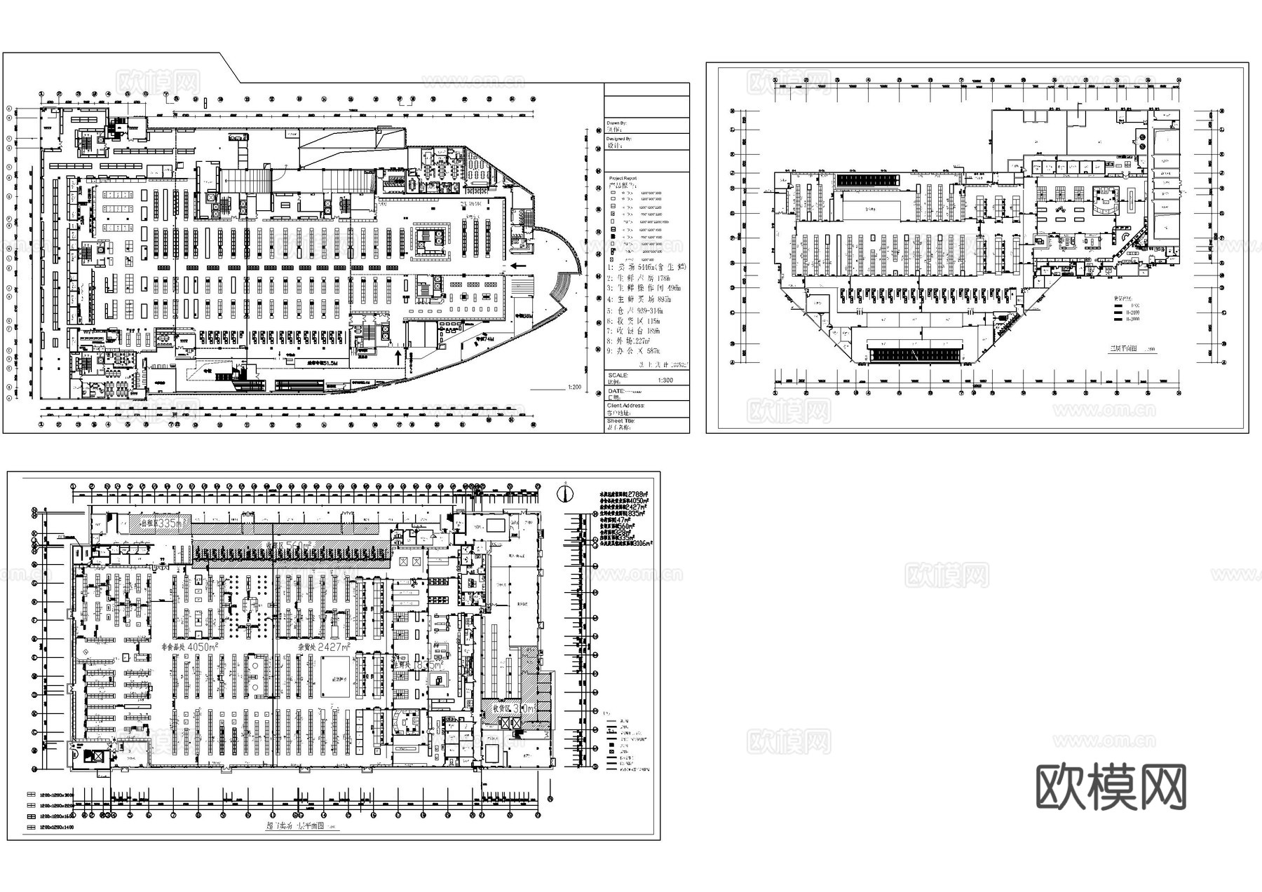 万平米超市平面图cad施工图