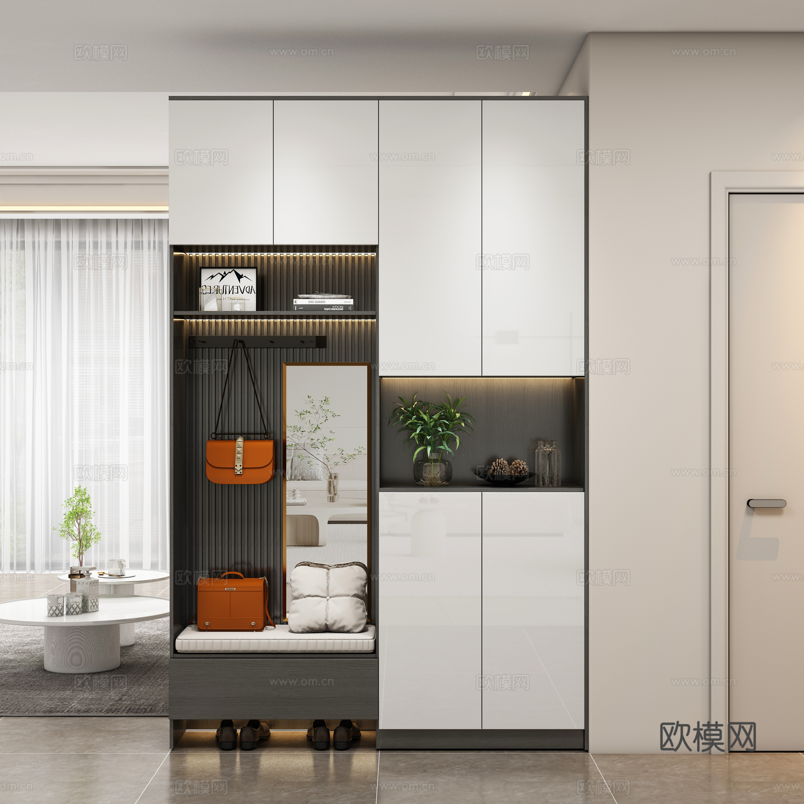 现代玄关隔断su模型