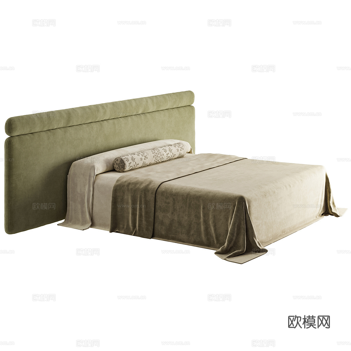 新中式侘寂布艺双人床3d模型
