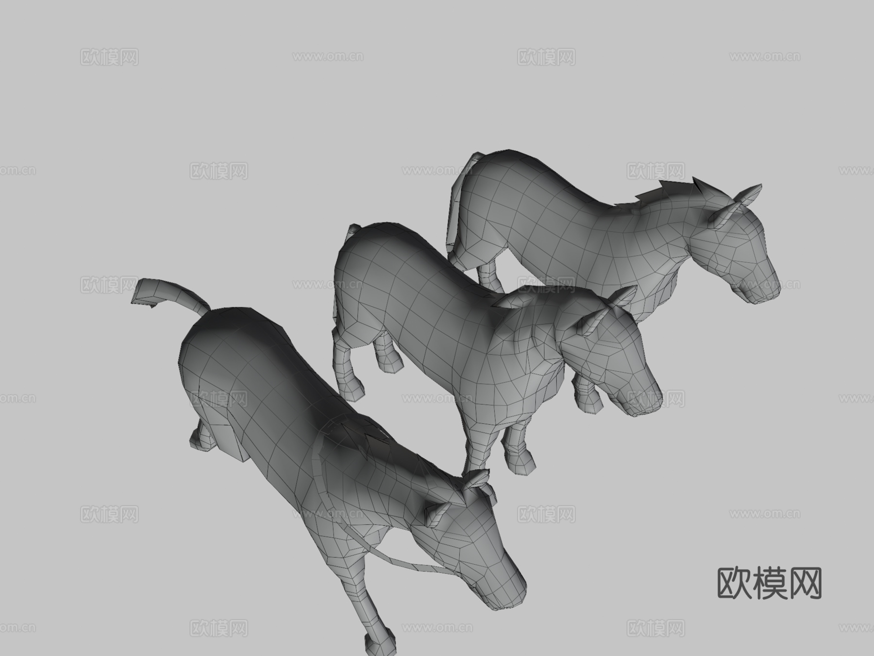 卡通动漫低多边形-马3d模型